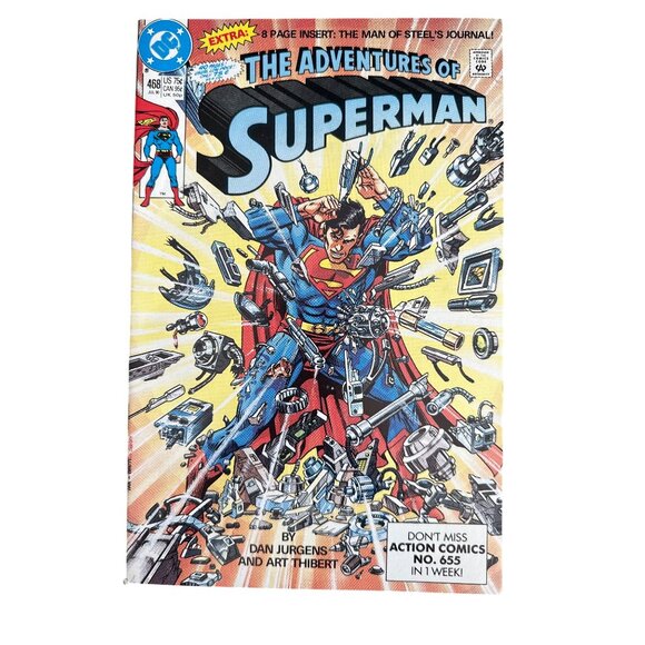 DC Comics The Adventures Of Superman #468 July 1990 Extra Insert Bagged Boarded - Picture 1 of 4